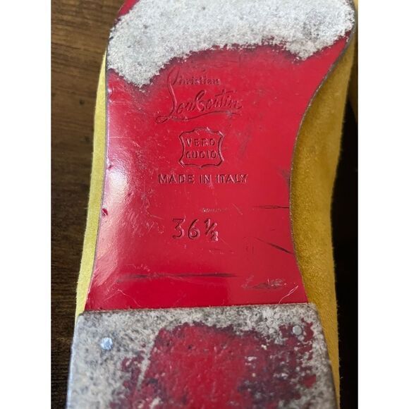 VNT Athletic Christian Louboutin Yellow Suede Flats Size 36.5 - Picture 8 of 9